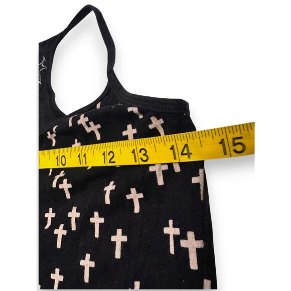 Y2K Garage Black Cross Pattern Print Racerback Tank Size Medium - Picture 6 of 8